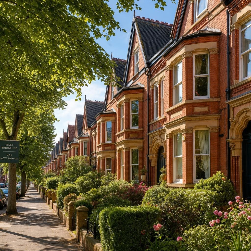 Victorian terraced houses in West Bridgford, Nottingham