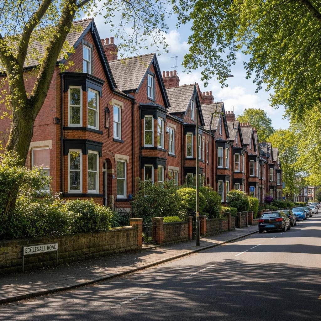 Victorian terraced houses on Ecclesall Road, Sheffield