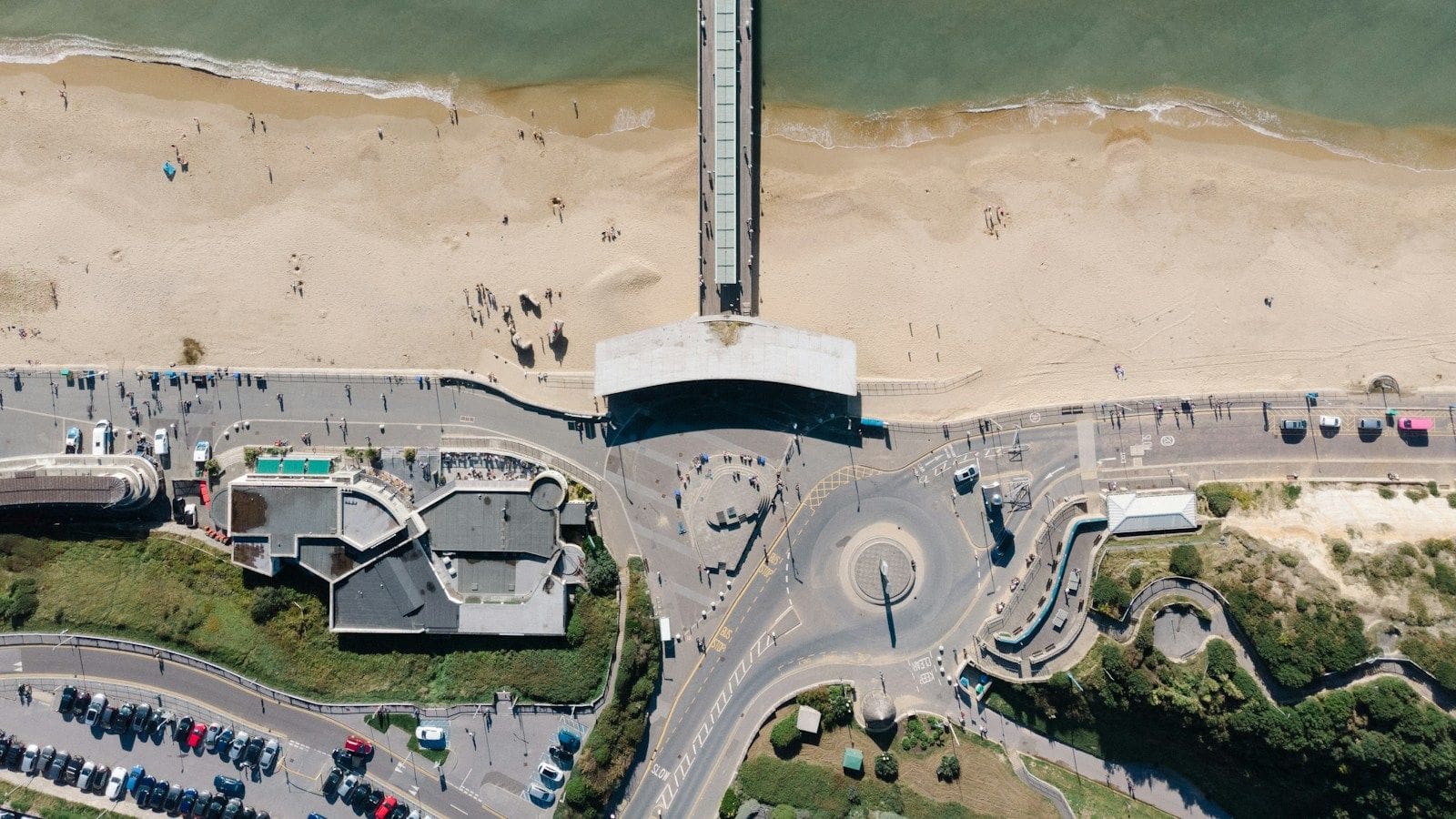 Aerial view of Boscombe Pier and promenade, Bournemouth