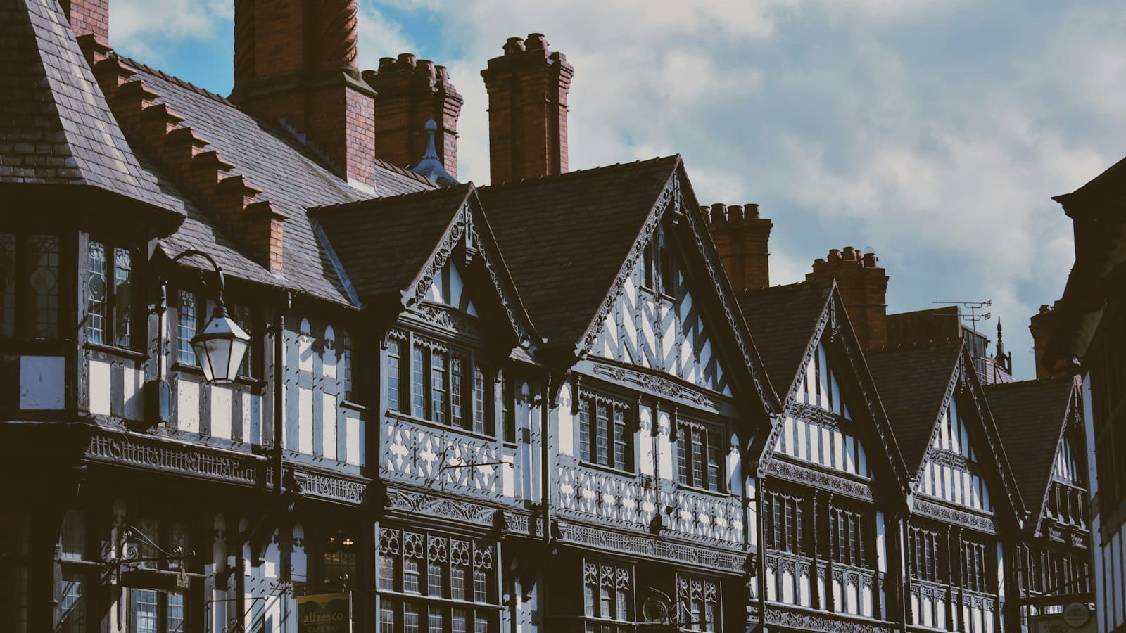 Black-and-white timber buildings on the Rows, Chester