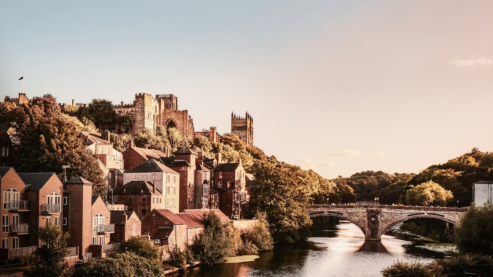 Framwellgate Bridge and the old city below Durham Castle