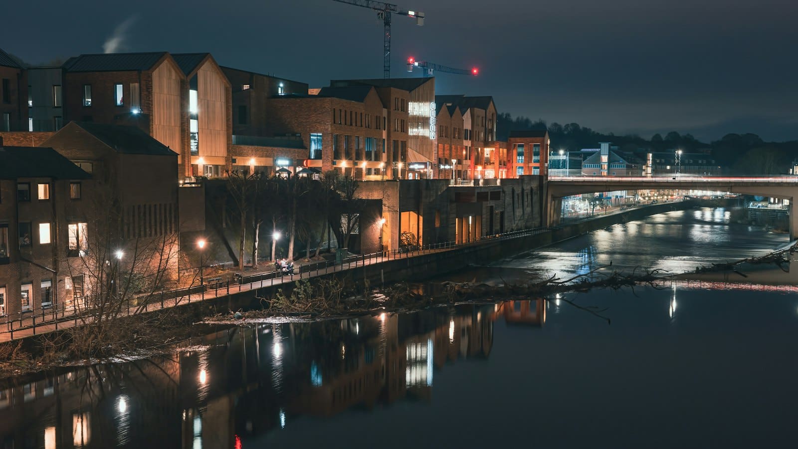 Durham riverside at night