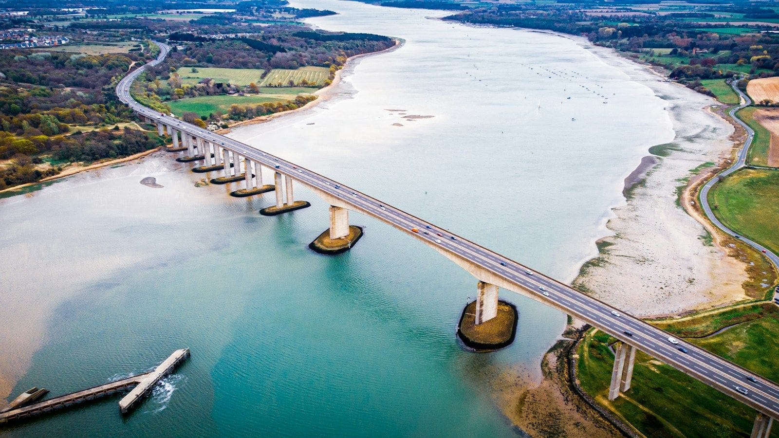 Aerial view of the Orwell Bridge, Ipswich