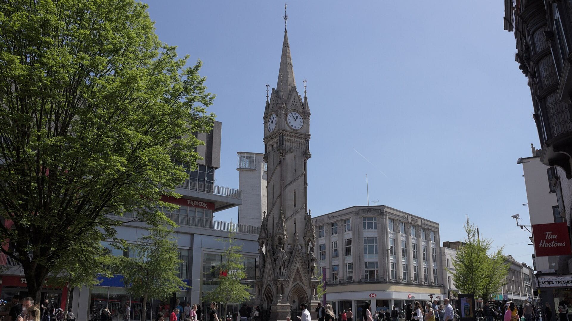 The Haymarket Memorial Clock Tower in Leicester city centre
