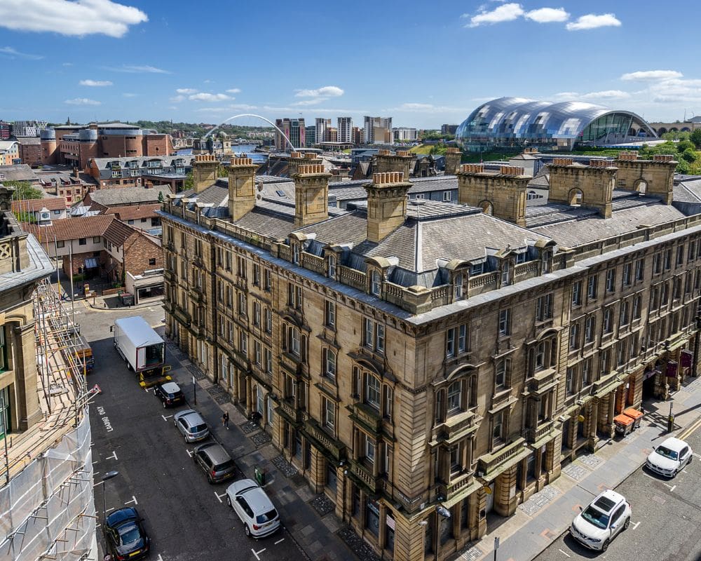 Newcastle city centre looking towards the Quayside