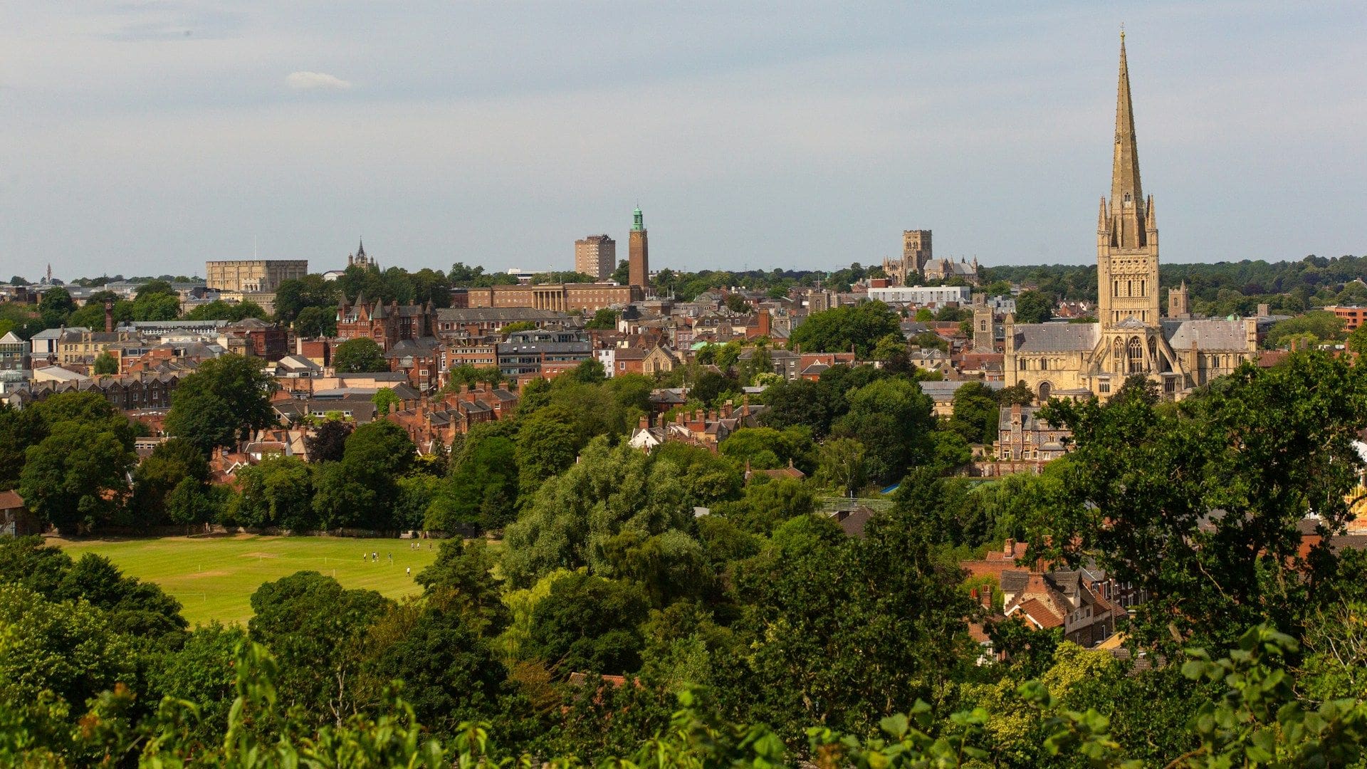The Norwich skyline with the cathedral spire
