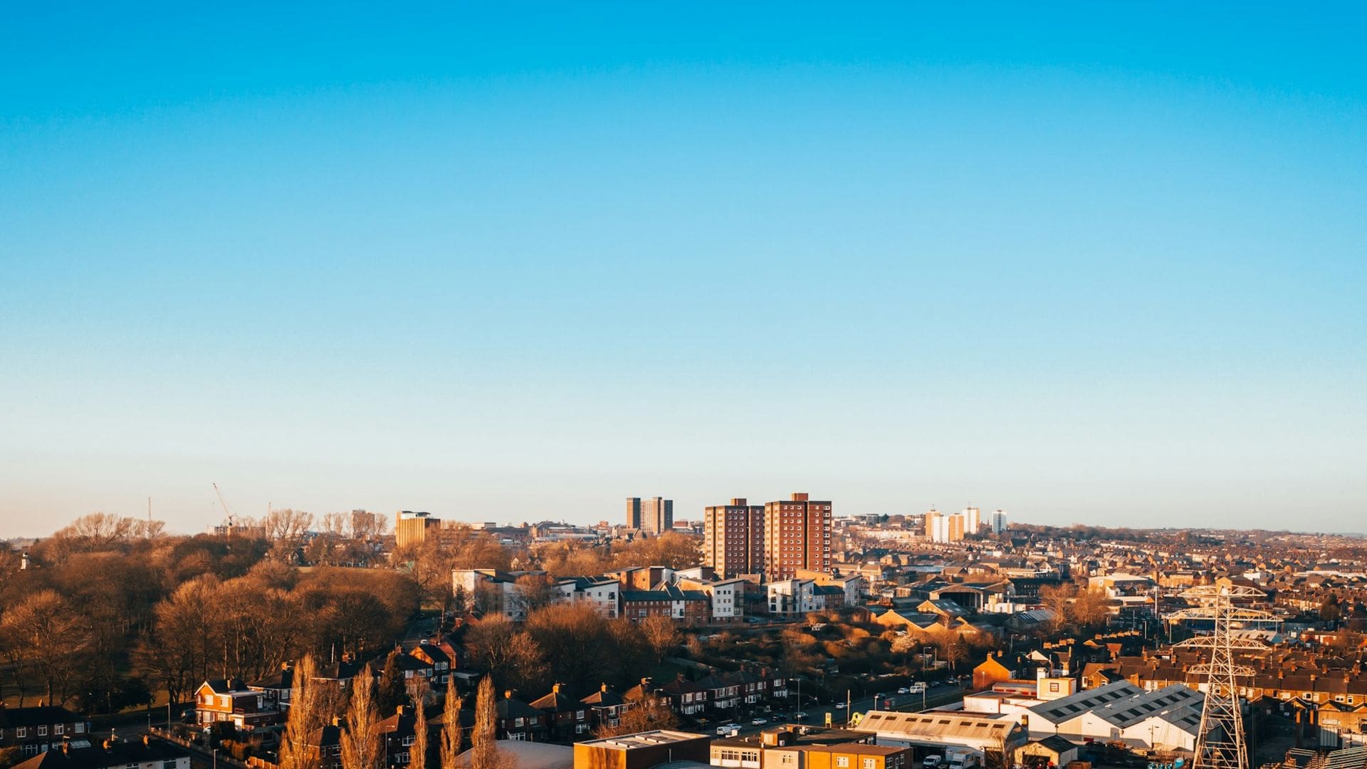 Stoke-on-Trent rooftops under a clear sky