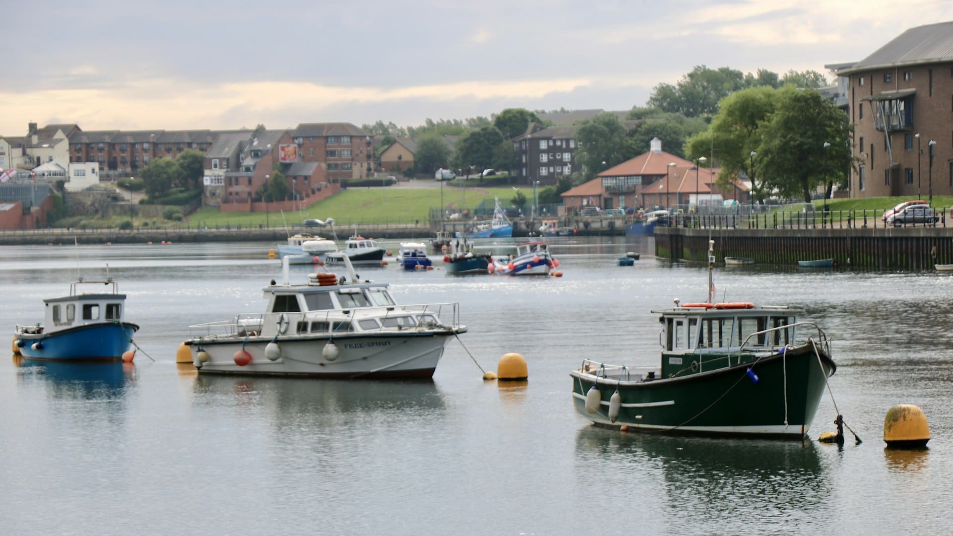 Boats moored on the River Wear in Sunderland