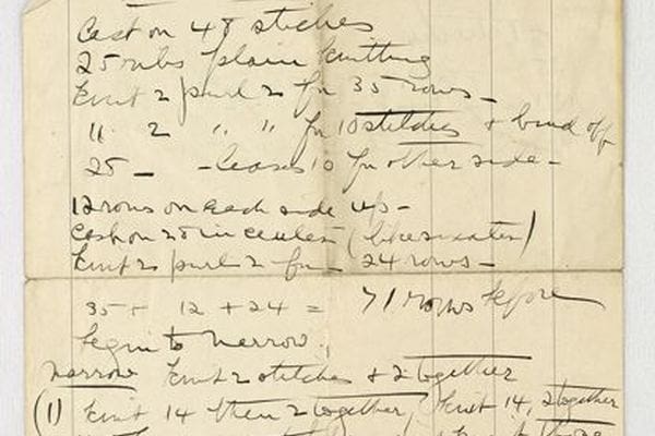 An old handwritten note